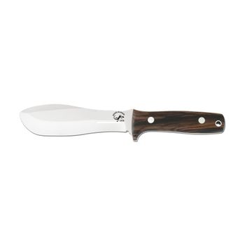 Cuchillo De Caza Salamandra Con Cachas Ébano, Hoja De 16 Cm, 360 Gramos De Peso, Incluye Funda De Cuero, 204111 + Pañuelo Desenfunda