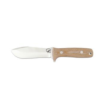 Cuchillo De Caza Salamandra Con Cachas Mikarta Canvas, 360 Gramos, Hoja De 16 Cm, Con Funda De Cuero, 204221 + Pañuelo Desenfunda