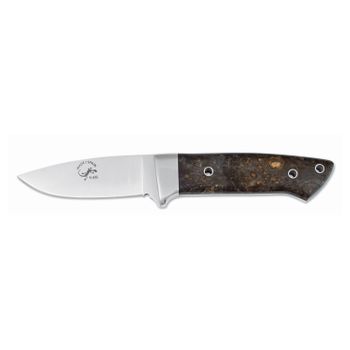 Cuchillo De Caza Salamandra 243243, Empuñadura De Madera De Raiz, Hoja De 9 Cm De Acero N690, Incluye Funda De Piel Color Marrón + Pañuelo Desenfunda