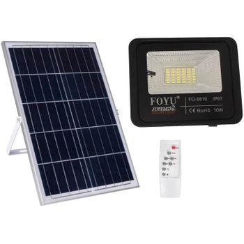 Foco Led Exterior Con Solar Luz Blanca 6500k Mando A Distancia Función Temporizador Y Sensor Focos Ahorro Energético 10w