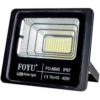 Foco Led 40w Exterior Solar Luz Blanca 6500k 110 Leds Ip67 Mando A Distancia Sensor Crepuscular Ahorro Energético A