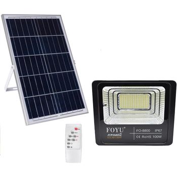 Foco Led Exterior Solar Luz Blanca 6500k Con 224 Leds Mando A Distancia Temporizador Y Sensor Ahorro Energético A (100w)