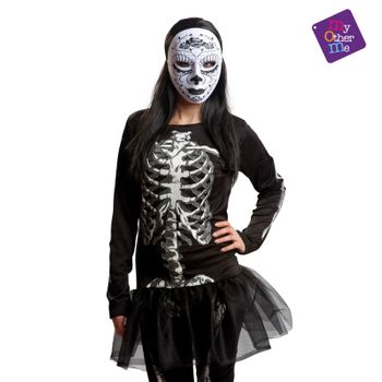 Accesorio Halloween 1/2 Day Of The Dead Textile Mask One Siz