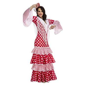 Disfraz de Flamenca Negro con Volantes Rojos para Mujer