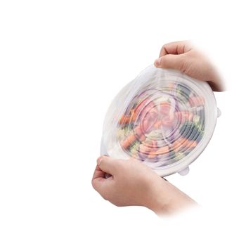Tapas Elásticas De Silicona We Houseware Bn5293 Para Alimentos Set 6 Unidades Transparentes