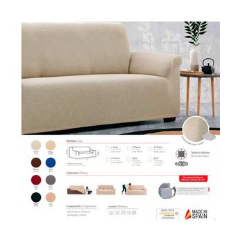 Funda De Sofa Elástica Adaptable Alba, 4 Plazas - 210 - 240 Cm. Marron  Estoralis con Ofertas en Carrefour