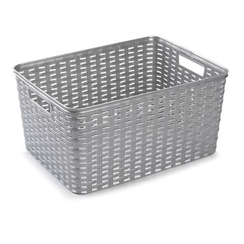 Cesta Rattan 38x28 Cm Plata Plasticforte - Neoferr