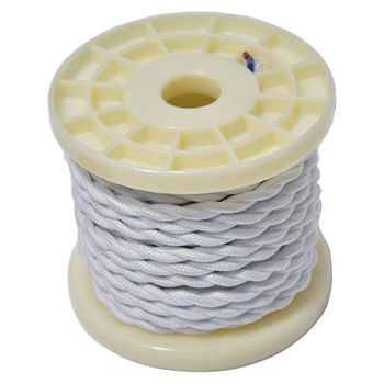 Cable Eléctrico Decorativo Textil Trenzado 2x0,75 Blanco - 10 Metros