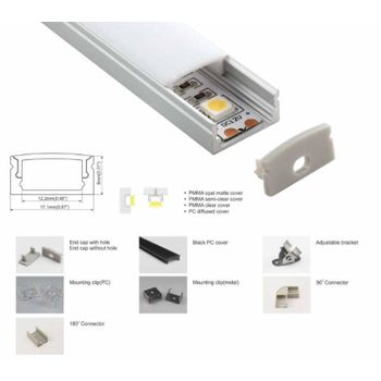 Perfil De Aluminio Para Tira Led Superficie - 17x8mm - 1 Ó 2 Metros