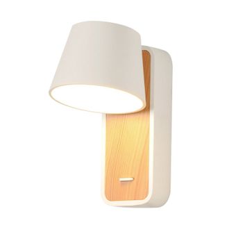 Aplique Led Para Dormitorio De Madera Rotatorio "koppen" 6w 2700k