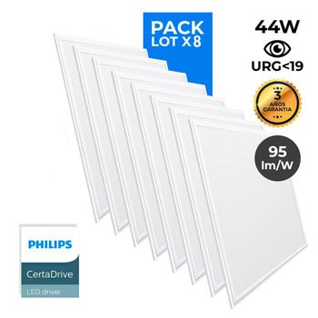 Pack De 8 Paneles Led Slim 60x60 Cm - Driver Philips - 44w - Ugr19