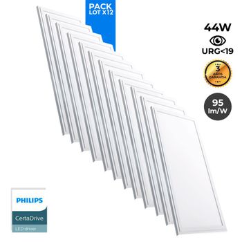 Pack De 12 Paneles Led Slim 120x30 Cm -  Driver Philips - 44w - Ugr19