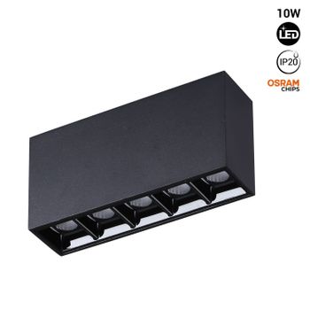 Foco Lineal Led Superficie Color Negro - 10w - Ugr18 - Cri90 - Chip Osram