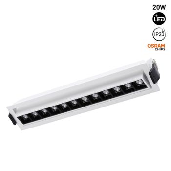 Foco Lineal Led Empotrable 20w - Orientable - Ugr18 - Cri90 - Chip Osram - 2800k