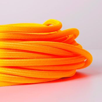 Cable Eléctrico Redondo Revestido De Algodón Naranja Cítrico