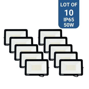 Pack De 10 Focos Proyectores De Exterior Led 50w 4584lm Ip65