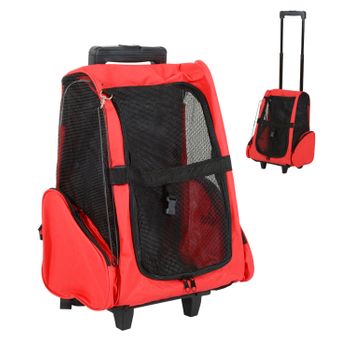 Transportin Carrito Perro De Tela Oxford 42x25x55 Cm - Pawhut. Rojo