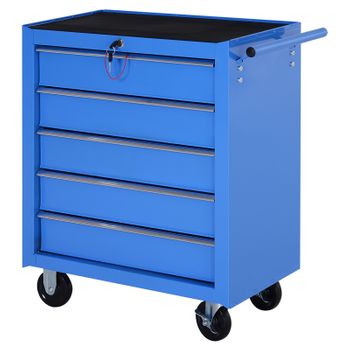 Carro Caja De Herramientas De Acero Homcom 67,5x33x77 Cm - Azul