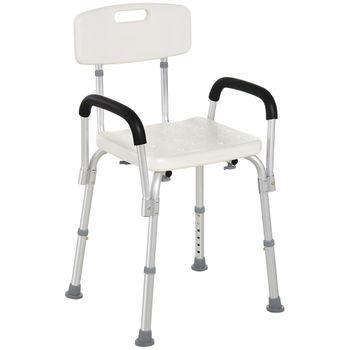 Taburete Regulable Con Respaldo Homcom Silla Antideslizante Ajustable