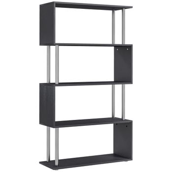 Librería Mueble De Melamina De Madera Homcom 80x30x145 Cm - Negro