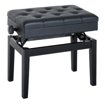 Banco De Piano De Pu Madera De Caucho Homcom 55x33x58 Cm - Negro