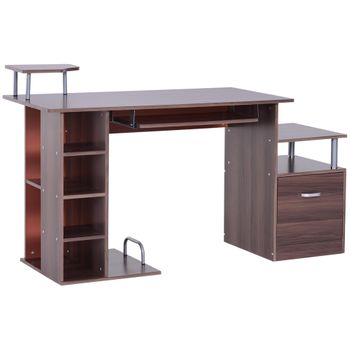 Mesa De Ordenador 120 Cm De Mdf Metal Homcom 152x60x88 Cm-marrón