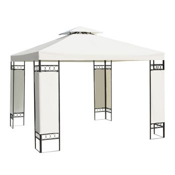 Carpa Ventilador De Poliéster Acero 300x300x265 Cm - Outsunny. Crema