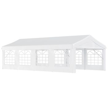 Carpa De Jardín De Acero Pe 800x400x280 Cm-outsunny. Blanco