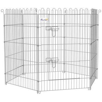 Parque Para Cachorros 8 Vallas De Acero 63x91 Cm - Pawhut. Plata