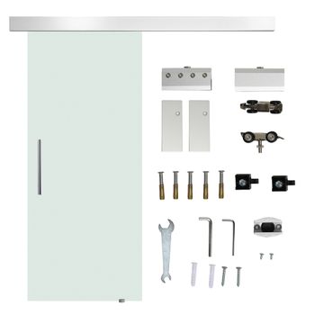 HOMCOM 200cm/6.6FT Herraje para Puerta Corredera Tipo Flecha Kit