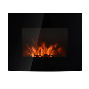 Chimenea Eléctrica De Pared De Acero Inoxidable Homcom 65x11,4x52 Cm