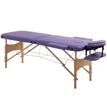 Cama De Masaje De Madera De Haya Pu Homcom 185x60x88 Cm - Púrpura