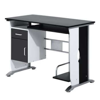 Mesa De Ordenador De Mdf Metal Homcom 100x52x75 Cm - Negro Y Plata