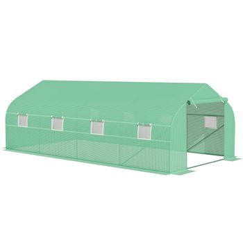 Caseta de Jardín Outsunny Acero, PP Verde 142x84x189 cm 845-328V01YG