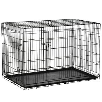 Transportin Para Perros 2 Puertas Asa 121x77x82 Cm-pawhut. Negro