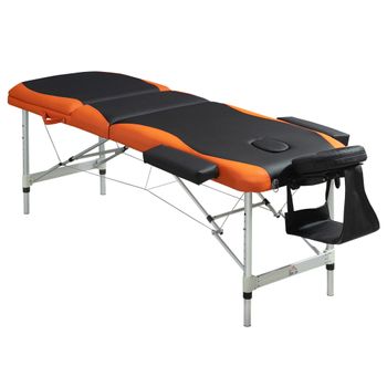 Cama De Masaje De Pu Aluminio Homcom 185x60x82 Cm - Negro Y Naranja