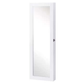 Espejo Joyero Colgante De Pared De Mdf Homcom 37x9,5x112 Cm-blanco