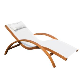 Tumbona Tipo Hamaca De Textilene Madera 161x72x68cm-outsunny. Blanco