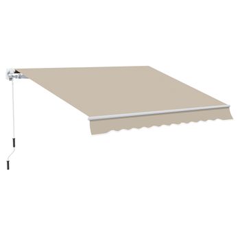 Toldo Manual Plegable De Aluminio Metal Poliéster 395x245 Cm-outsunny