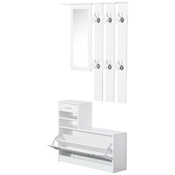 Juego De Muebles De Entrada De Madera Vidrio Homcom 75x4x70 Cm Blanco con  Ofertas en Carrefour