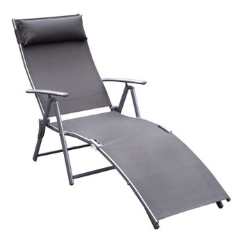 Tumbona Plegable De Metal Textliene 137x63,5x100,5 Cm-outsunny. Gris