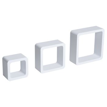 Juego De 3 Cubos Estantes De Pared De Mdf Homcom 25x25x9 Cm - Blanco