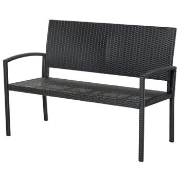 Banco Jardín Silla 2 Plazas De Ratán 122x60x85 Cm - Outsunny. Negro