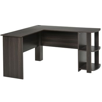 Mesa De Ordenador De Melamina De Madera Homcom 136x130x72 Cm - Marrón