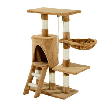 Árbol De Gato De Melamina Madera Felpa Sisal 55x30x95cm-pawhut.marrón