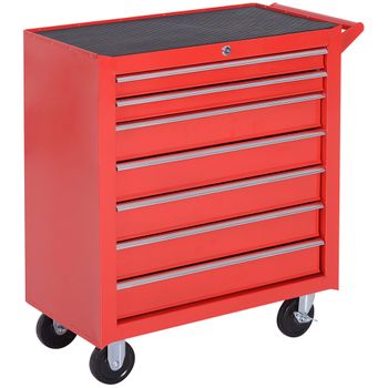 Carro De Herramientas Con 7 Cajones De Acero Durhand 69x33x75 Cm-rojo