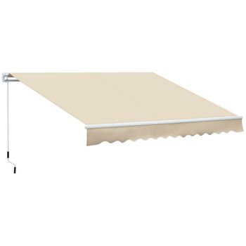 Toldo Manual Plegable De Aluminio Poliéster 3.5x2.5m-outsunny. Crema