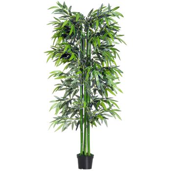 Bambú Artificial Cañas Naturales De Pe Cemento Outsunny 180cm - Verde