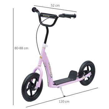 Patinete Scooter Con Ruedas Grande Rosa Homcom