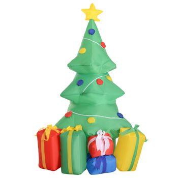 Árbol De Navidad Inflable De Poliéster Homcom 65x75x150 Cm-verde